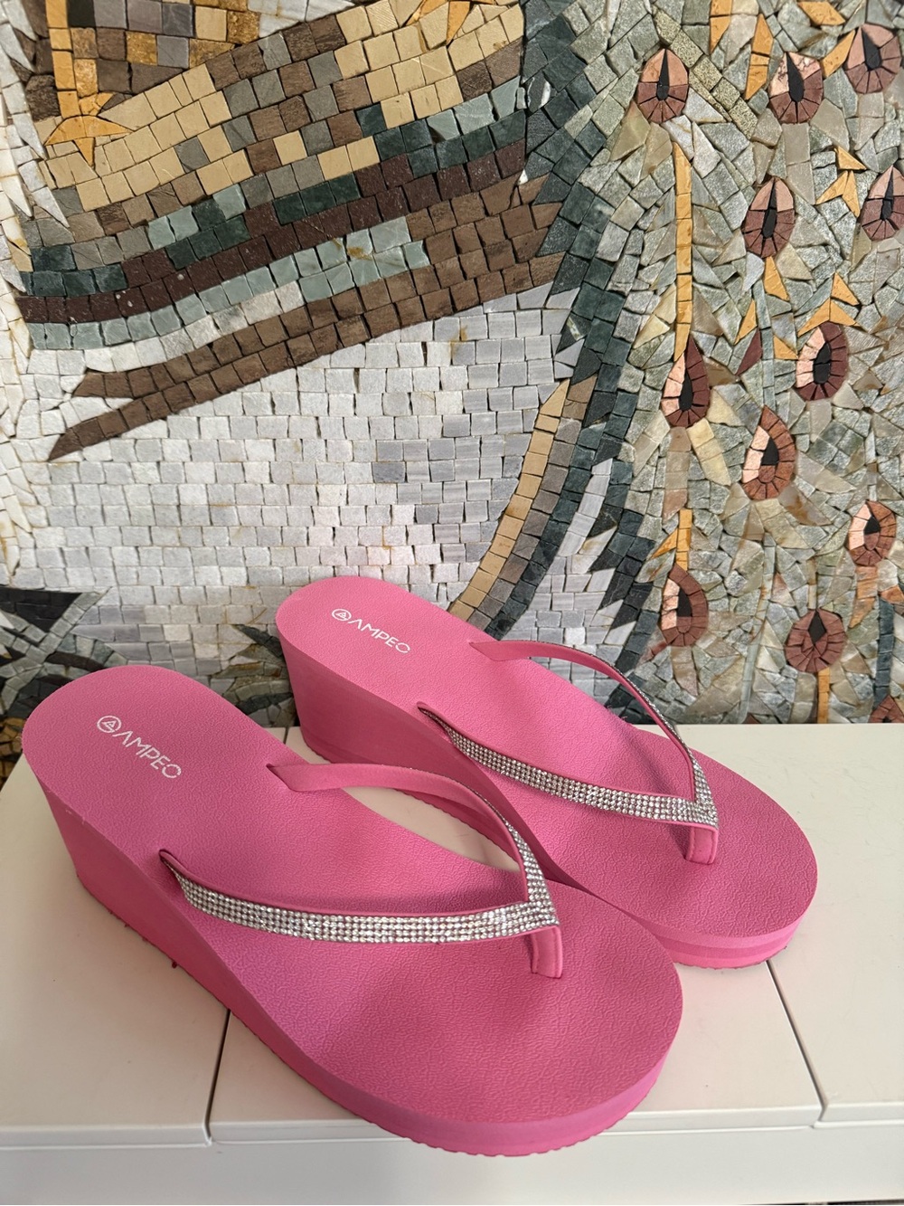 Pink platform sandals